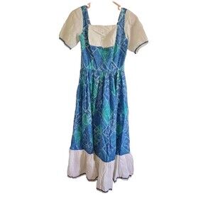 Vintage Oktoberfest German Dirndl Bar Saloon Dress Handmade Floral Cottage